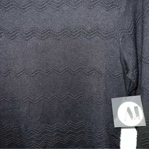 NWT A&I Zigzag Ribbed Black Sweater Women’s Size Medium - Picture 3 of 4
